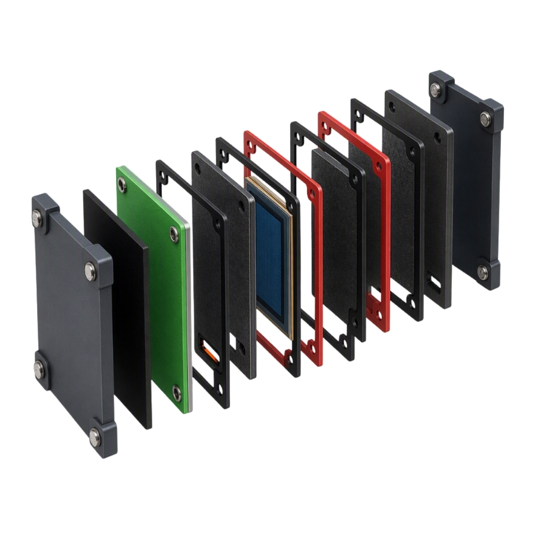 Fluoropolymer frame gaskets and sub-gaskets for fuel cells and electrolysers